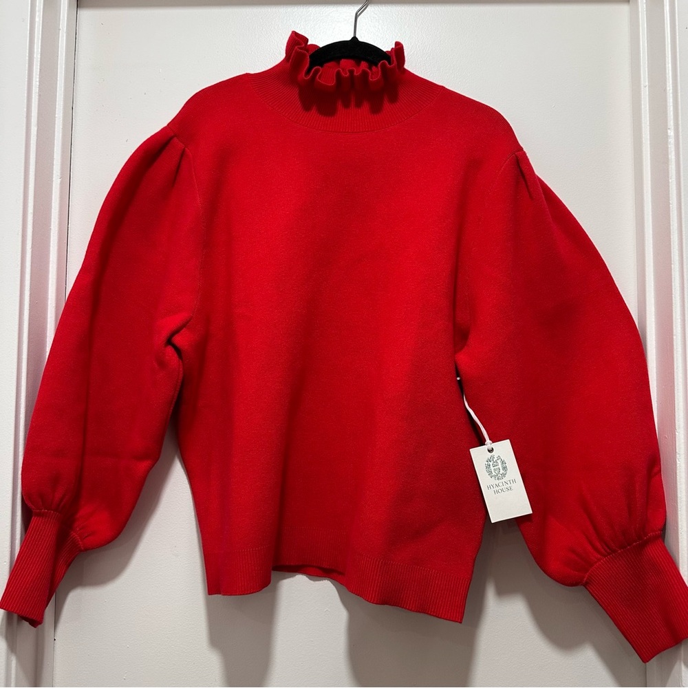 New with Tags Tuckernuck Hyacinth House Red Ruffle Collar Raley Sweater